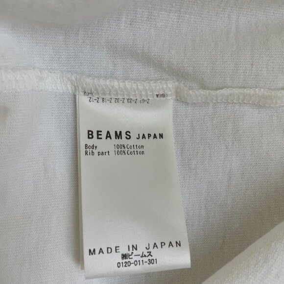BEAMS JAPAN Logo Print T-Shirt Crew Neck Air-Spun Cotton Size M - Picture 4 of 4